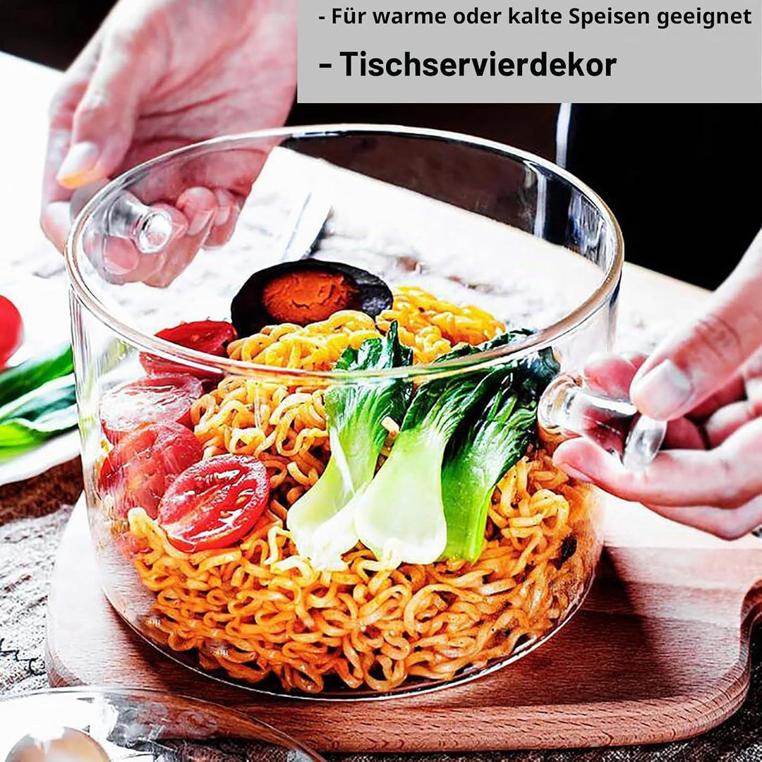 1400ml Glas Topf, Glastopf mit Deckel zum Kochen, Hochtemperaturbeständiger Transparenter Glaspfanne