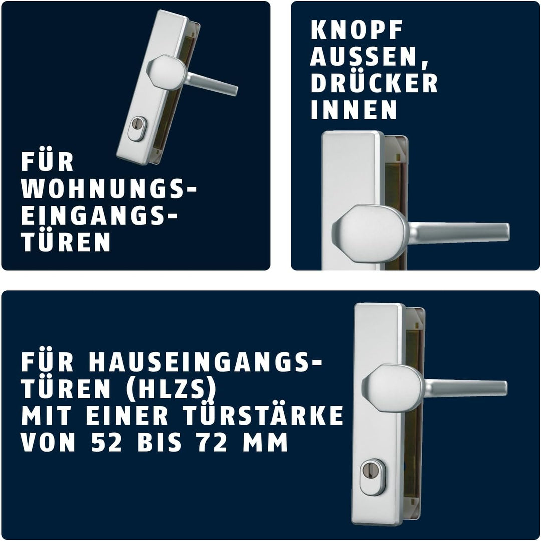 ABUS Tür-Schutzbeschlag HLZS814 F1 aluminium mit Zylinderschutz eckig Wechselgarnitur F1 Aluminium,
