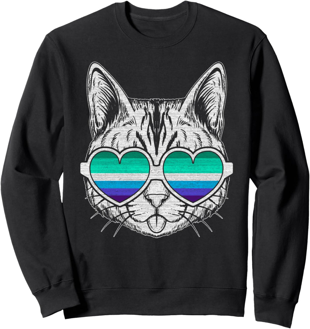 Gay Männer Flaggenfarben, Katze mit Brille, LGBT-Stolz Sweatshirt