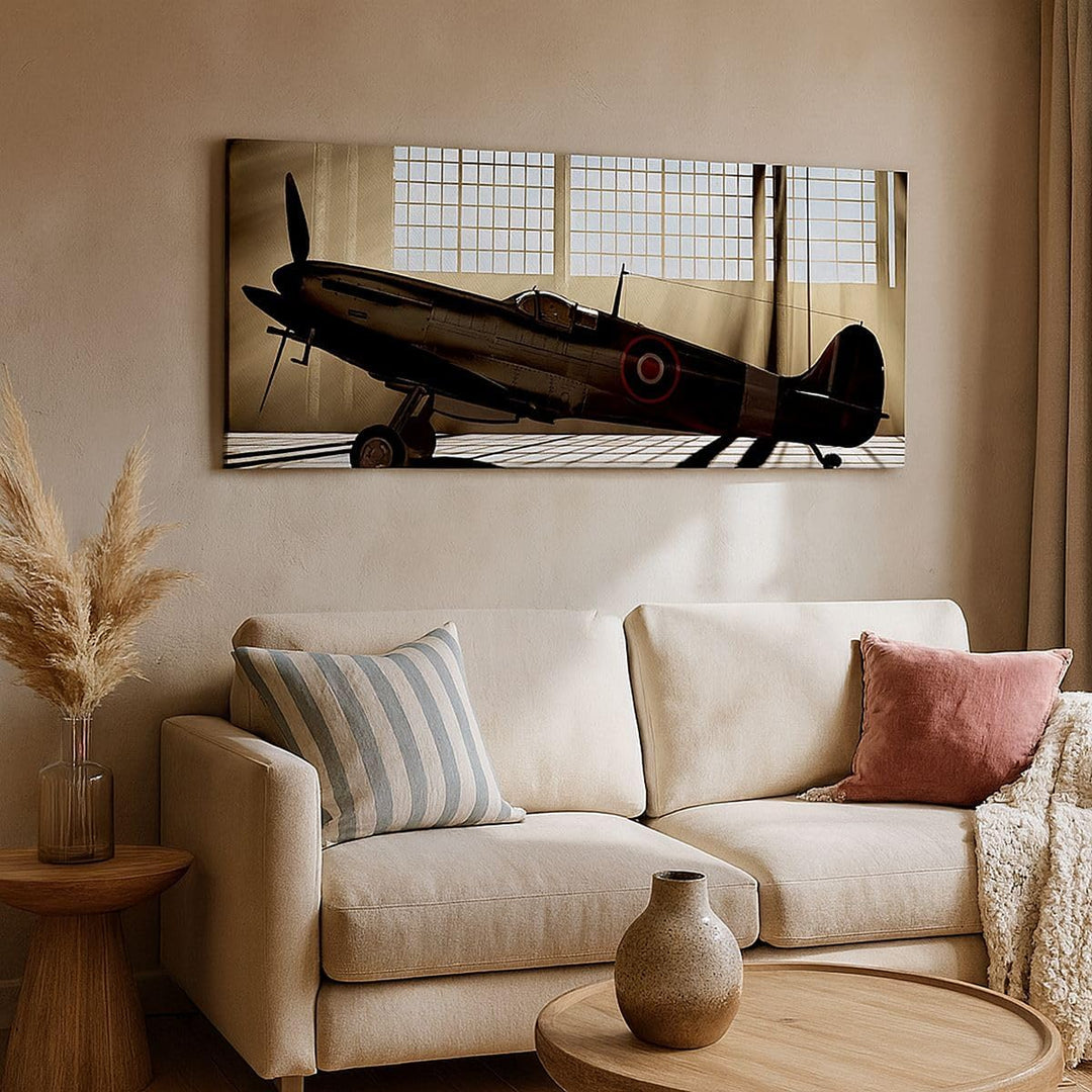 Wandbilder Dekoration Wohnzimmer Airplain Hangar Flug historisch Panorama Bilder auf Leinwand 120x50