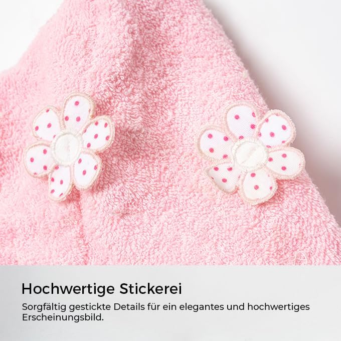 Baby Bademantel mit süssem Giraffenmotiv – Kapuzenbademantel aus 100% Baumwolle – Weich, saugfähig &amp;