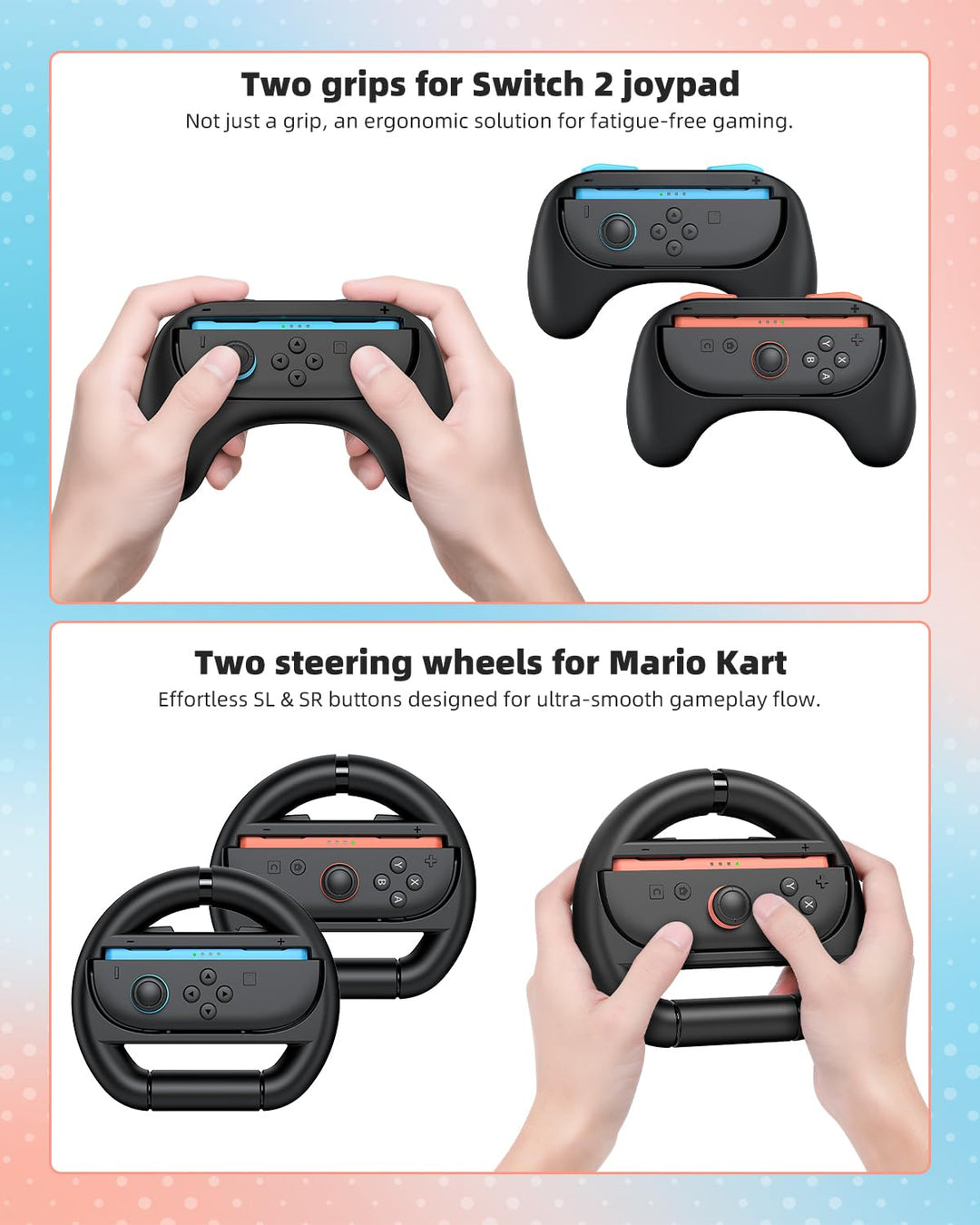Switch 2 Pro Controller Zubehör-Bundle für Nintendo Switch 2, 2 × Schwarz | Tragetasche, Controller-