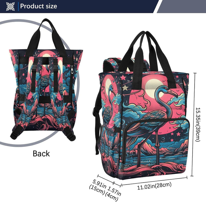 Flamingo Rosa Heulen Wickeltasche,Reiserucksack Grosse Kapazität,Tragetasche für Mütter Väter Frauen