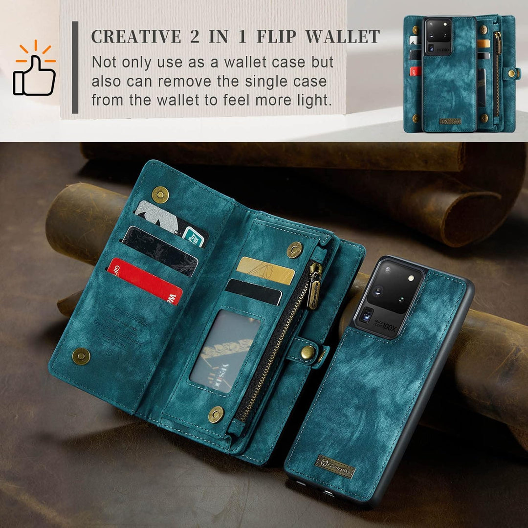 für Galaxy S20 Ultra Hülle, Stossfest Kartenfach Magnetisch Abnehmbare Tasche Handyhülle für Samsung