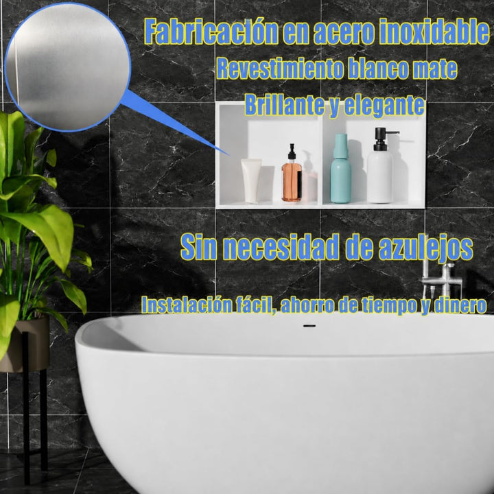 Edelstahl Einbaunische Wandnische für Dusche，Integrierte Fliesenlose Duschablage aus Rostfreiem Edel