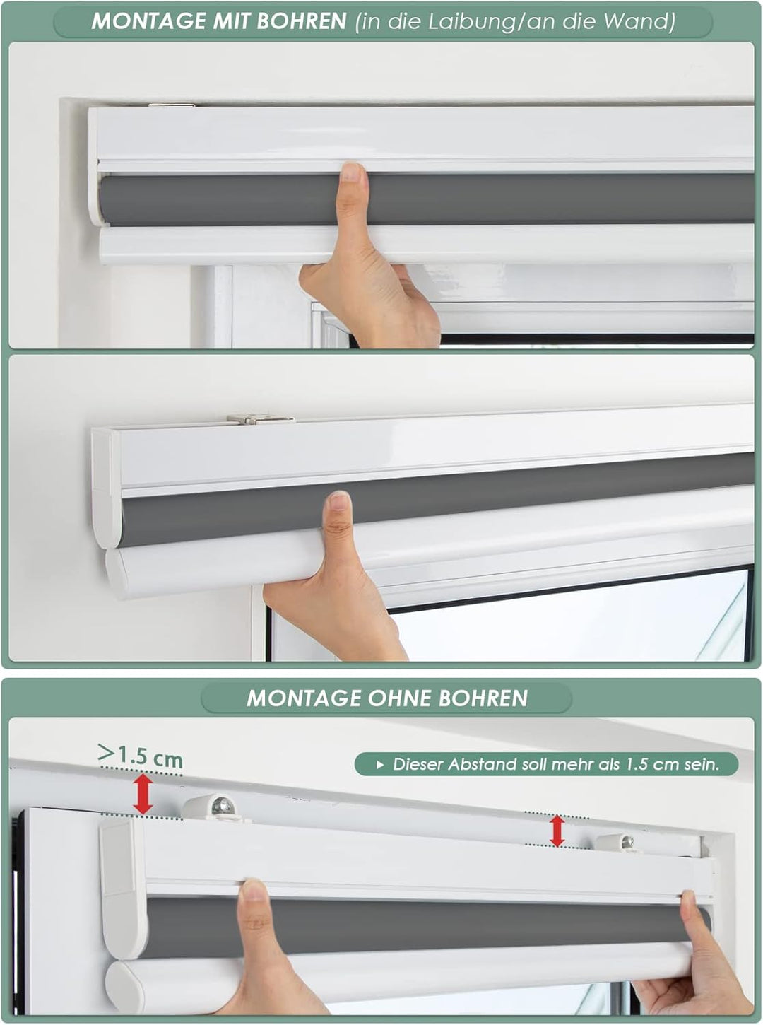 HOMEDEMO M100 Elektrische Rollos Verdunkelungsrollo mit Motor & Fernbedienung, Weiss 120x190cm(BxH),