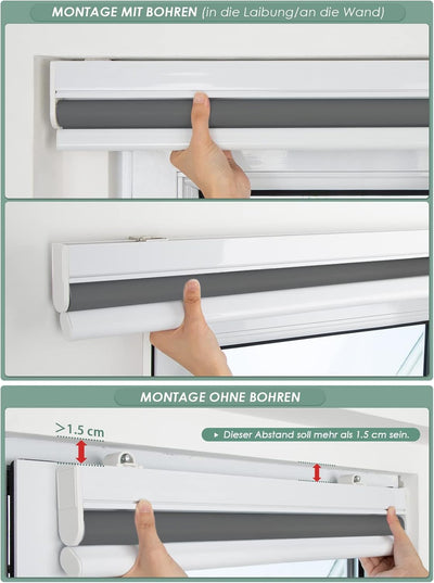 HOMEDEMO M100 Elektrische Rollos Verdunkelungsrollo mit Motor & Fernbedienung, Weiss 120x190cm(BxH),