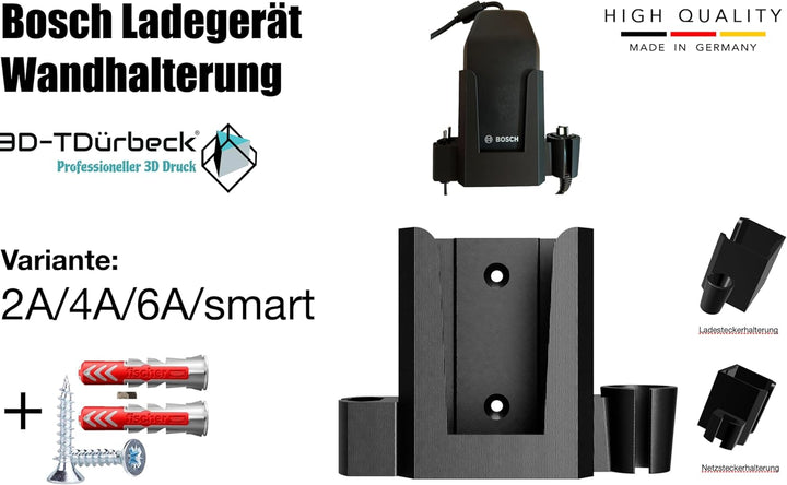 3D-TDürbeck Premium Wandhalterung für das Bosch Ladegerät eBike - Stabile und sichere Aufbewahrung f