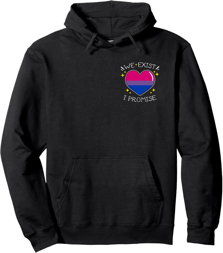 Bisexual Pride Gay Heart We Exist I Promise Pocket Pullover Hoodie