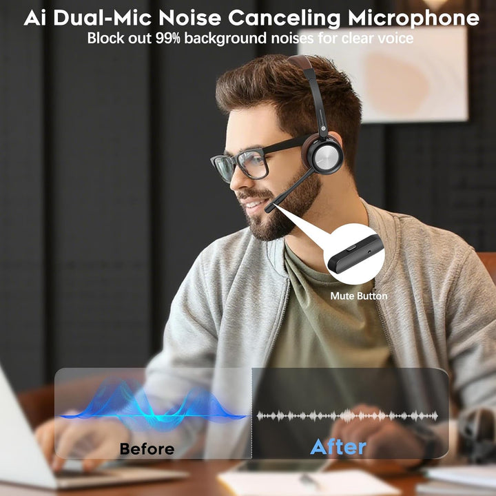 Kabelloses Headset, Bluetooth-Headset mit Mikrofon und Rauschunterdrückung & USB-Dongle, Kabellose m