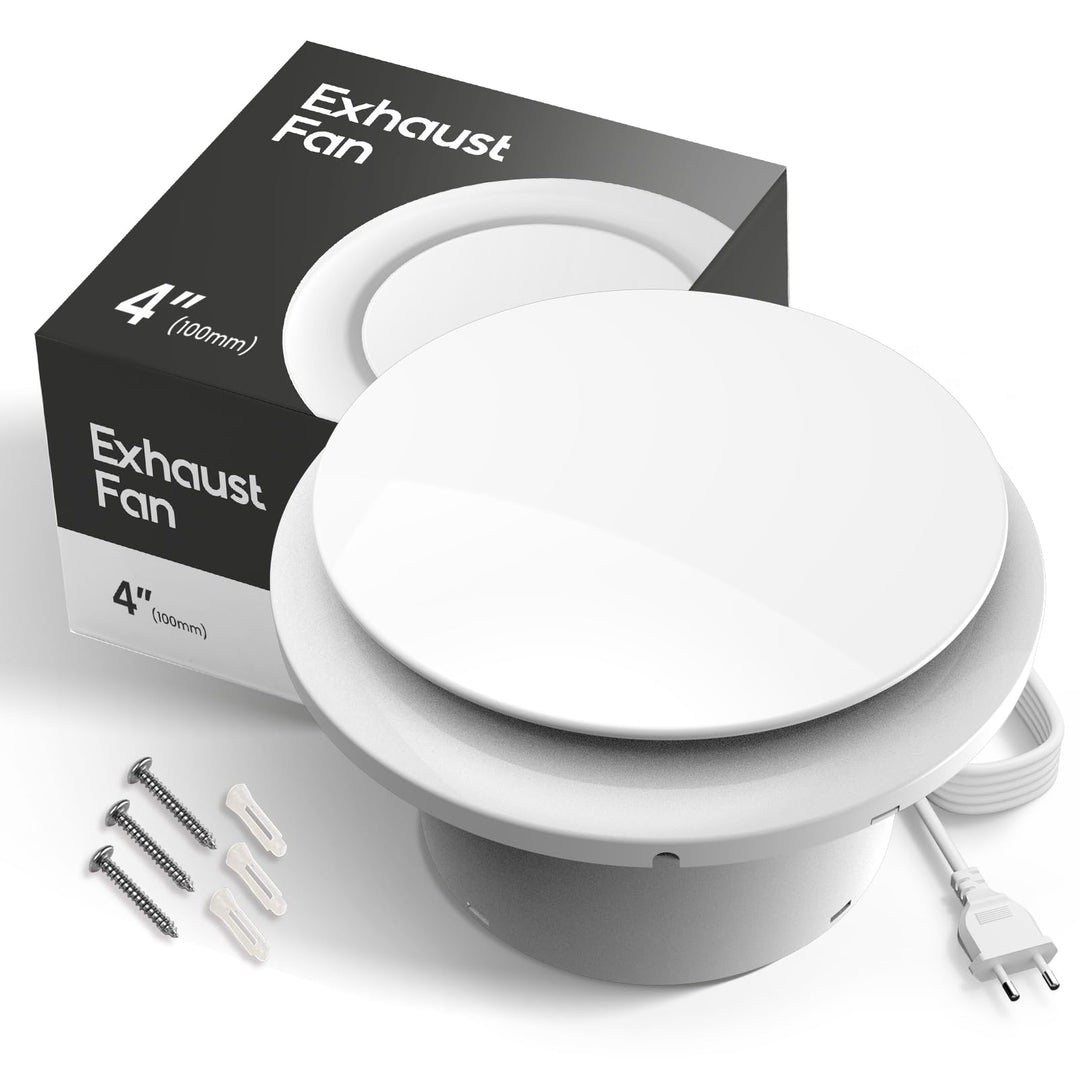 Badlüfter 100mm, 12W Leiser Abluftventilator, 130m³/h Starker Lüftung Wandventilator, Geräuscharme B
