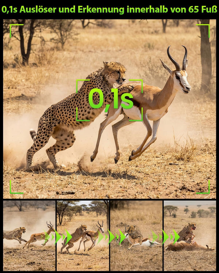 KJK Wildkamera WLAN 2.7K 64MP mit 64GB SD Karte, Wildtierkamera mit Nachtsicht, 0.05s Auslöser Beweg