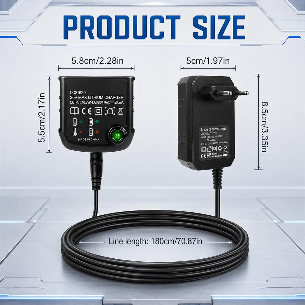 Ladegerät 18V/20V kompatibel mit Black &amp; Decker, NAVESO Lithium Akkuladegerät für Black und Decker L