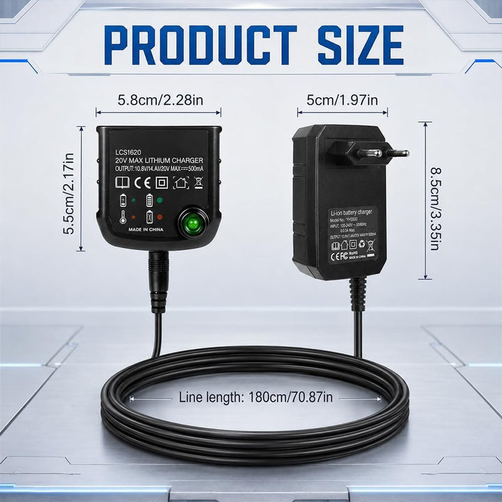 Ladegerät 18V/20V kompatibel mit Black &amp; Decker, NAVESO Lithium Akkuladegerät für Black und Decker L