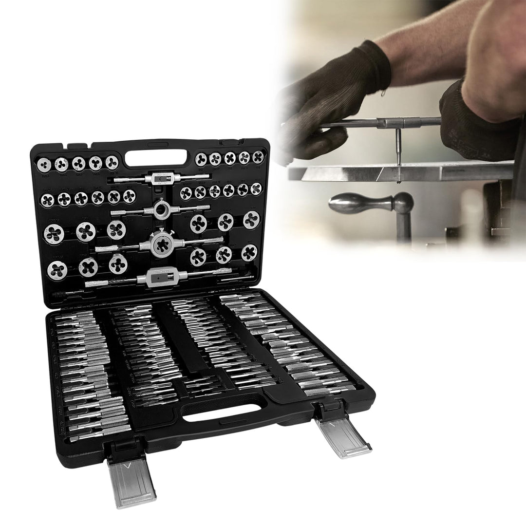 JOIEYOU Gewindeschneider Set, Metrisch M2-M18 Gewindebohrer Set Profi, Kernlochbohrer, Gewindeschnei