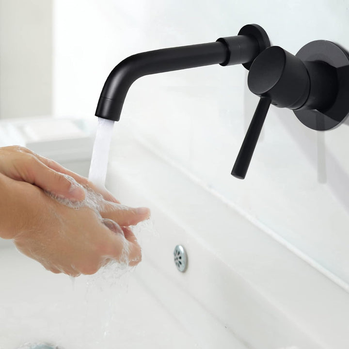 PHASAT Waschtischarmaturen, Wandmontage, Wasserhahn Bad Unterputz Armatur Messing, mit 360 Grad dreh