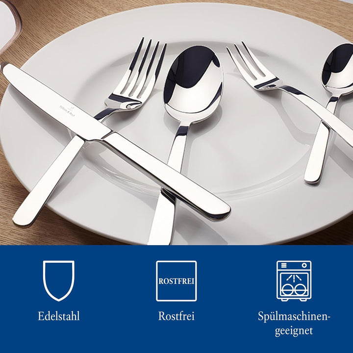 Villeroy & Boch - Louis Besteckset 68-teilig Silber, Spülmaschinenfest, Besteck Set 12 Personen, Bes