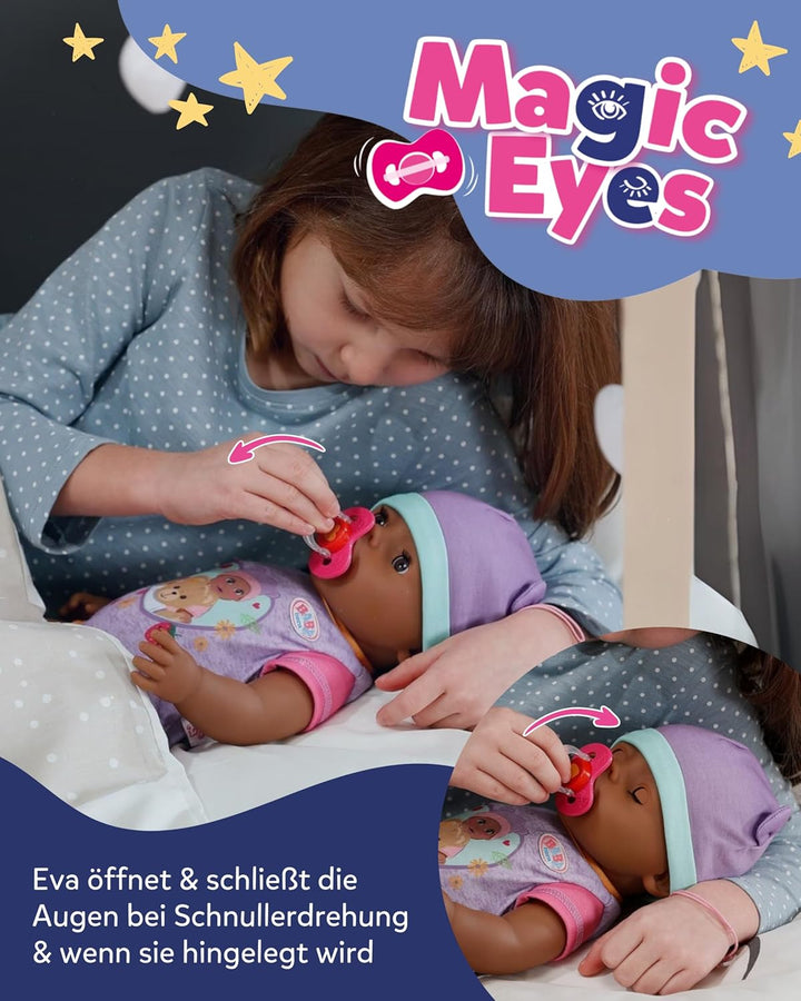 BABY born Eva 43cm, Babypuppe mit 10 Funktionen und Accessoires, für Kinder ab 3 Jahren, funktionier