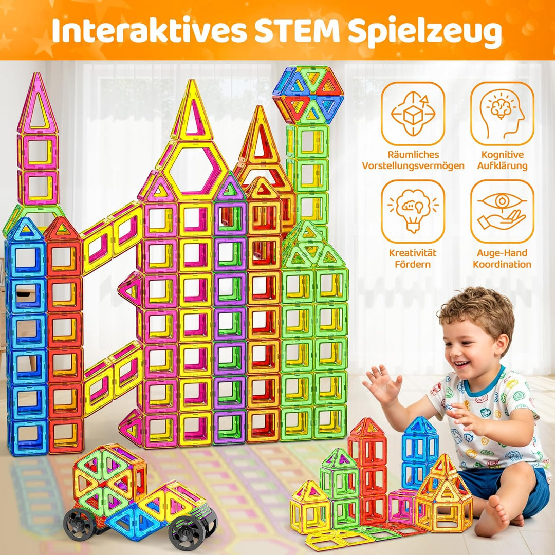 Magnetische Bausteine 120 Teile Konstruktion, Magnetbausteine Magnetspielzeug Magnete Kinder, Magnet