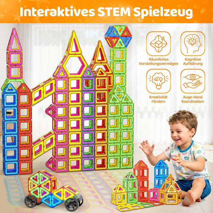Magnetische Bausteine 120 Teile Konstruktion, Magnetbausteine Magnetspielzeug Magnete Kinder, Magnet