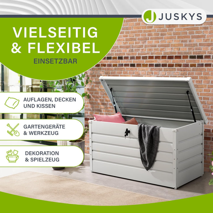 Juskys Metall Aufbewahrungsbox Limani 380 Liter - Outdoor Box - wasserdicht, abschliessbar - Gartenb