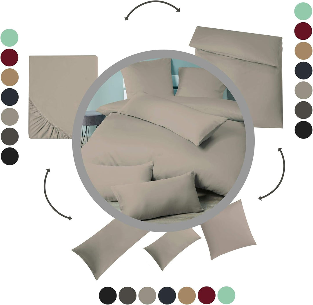 aqua-textil Luxury Bettwäsche zum Kombinieren 180 x 200 cm Spannbettlaken Silber Baumwolle Mako Sati