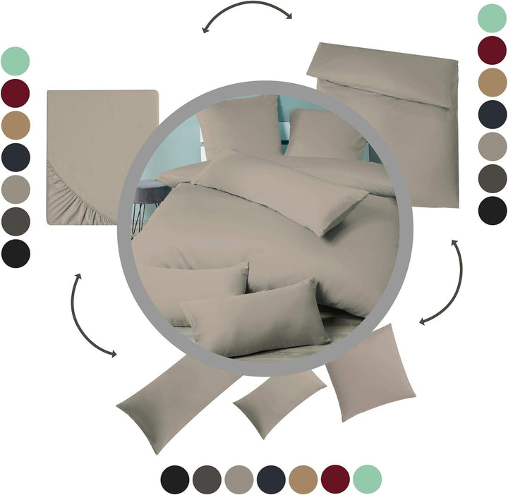 aqua-textil Luxury Bettwäsche zum Kombinieren 180 x 200 cm Spannbettlaken Silber Baumwolle Mako Sati