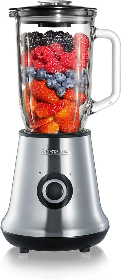 SEVERIN Standmixer mit Glas-Mixbehälter, 1 L, ca. 500 W, SM 3734, Edelstahl/Schwarz ohne Zubehör Sin