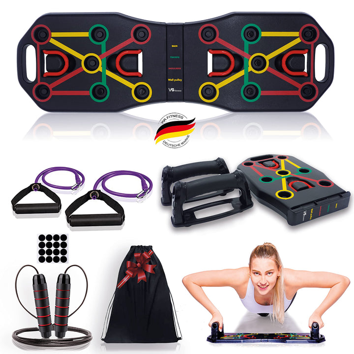 WA Fitness® Push Up Board, Multifunktionale Liegestütze Brett mit Widerstandsband Fitness Geräte und