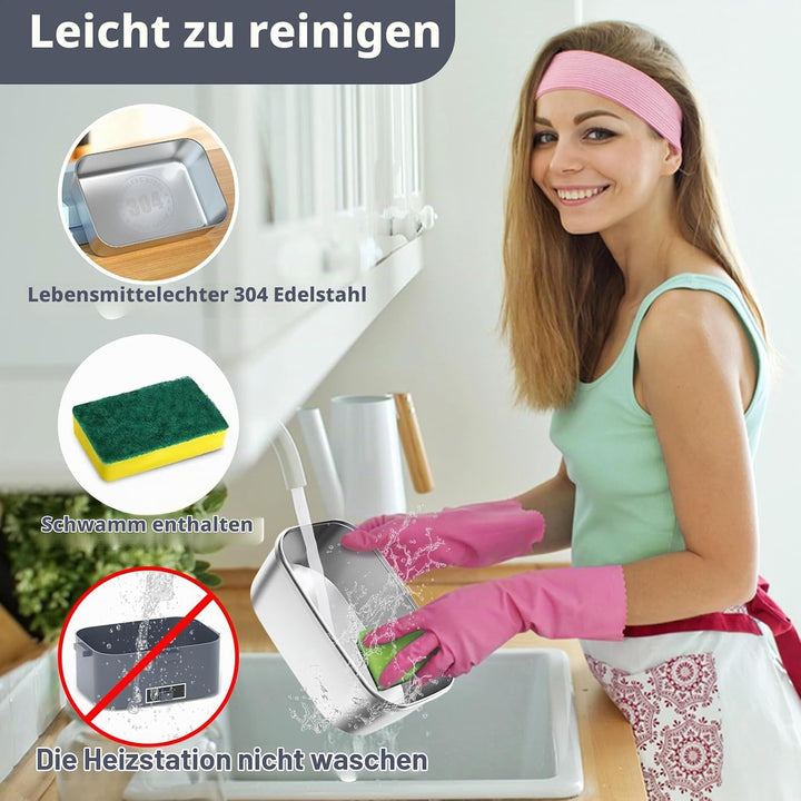 Elektrische Lunchbox 100W, 3-in-1 tragbare beheizte Lunchbox, Herausnehmbare Edelstahl-Brotdose, 12V