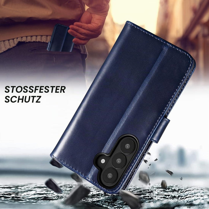 LENSUN Echtleder Handyhülle für Samsung Galaxy S26 5G, Lederhülle [Brieftasche][Bookstyle][Premium L