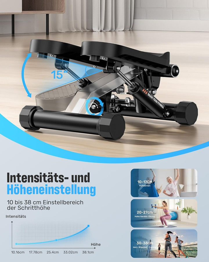 Sportsroyals Exercise Stair Stepper für Zuhause – Up-Down Swing Stepper mit Power Ropes for Bein/Arm
