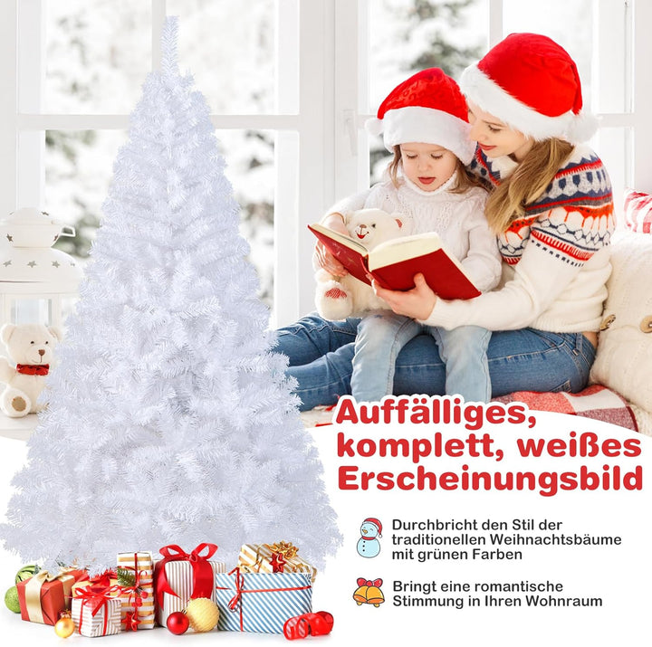 GOPLUS 150/180/210/240cm Weihnachtsbaum Weiss, Festliche Weihnachtdekoration für Zuhause, Weisser Ta