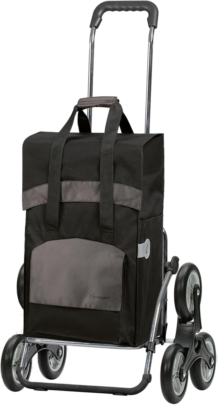 Exklusiv ANDERSEN Einkaufstrolley - Treppensteiger Royal Shopper Stahlgestell Holly schwarz/braun 49