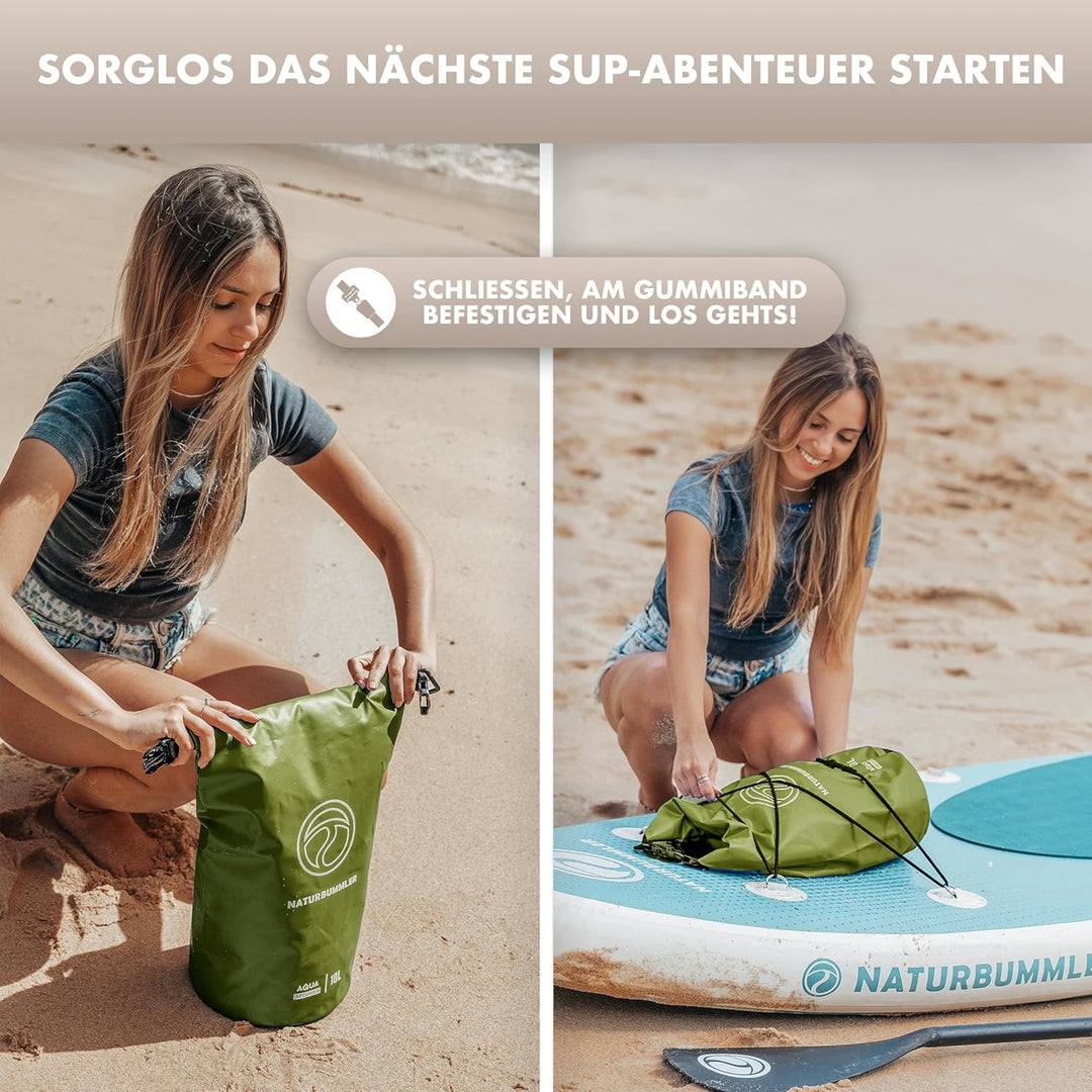 NATURBUMMLER Dry Bag 20L [Aqua Secure+] 100% wasserdichte Tasche mit Schultergurt & Rucksackfunktion