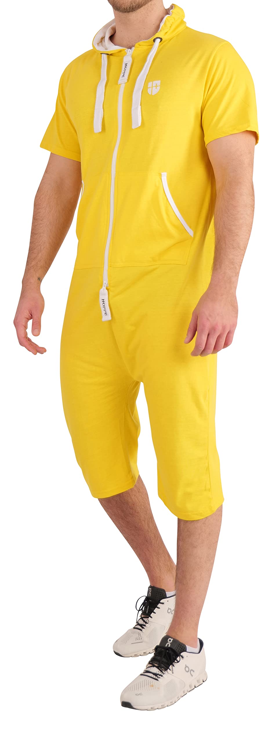 Herren Jumpsuit kurz Overall Einteiler Jogger für den Sommer XXL Slim Gelb, XXL Slim Gelb