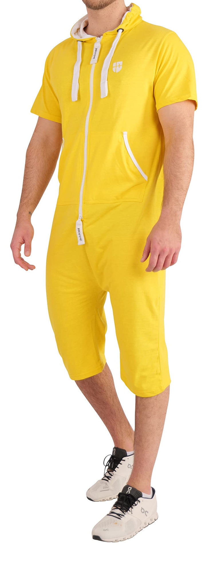 Herren Jumpsuit kurz Overall Einteiler Jogger für den Sommer XXL Slim Gelb, XXL Slim Gelb