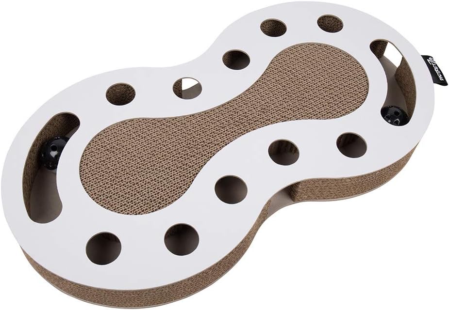District 70 Snake - Interaktives Katzenspielzeug für Katzen aus Wellpappe inkl. Kugelbahn - 54 x 28