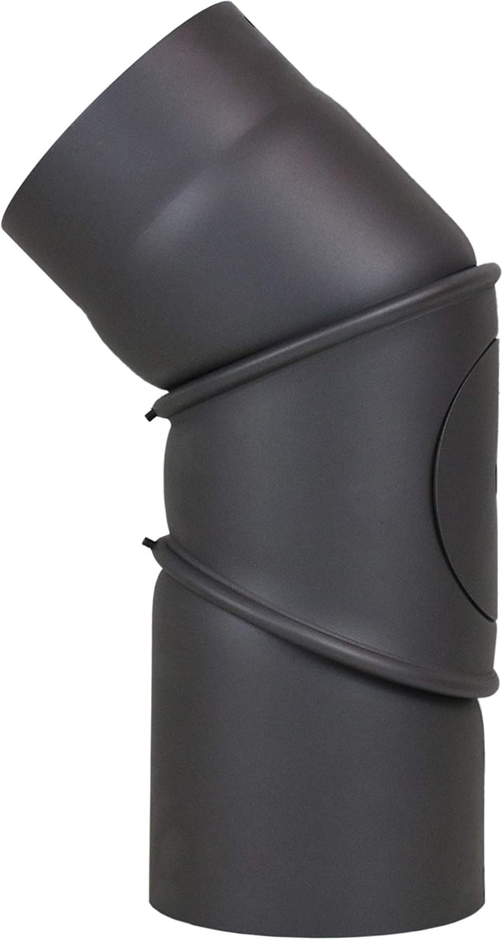 LANZZAS Ofenrohr Bogen 0-90° Grad verstellbar mit Tür, im Durchmesser, DN Ø 150 mm, Farbe: gussgrau