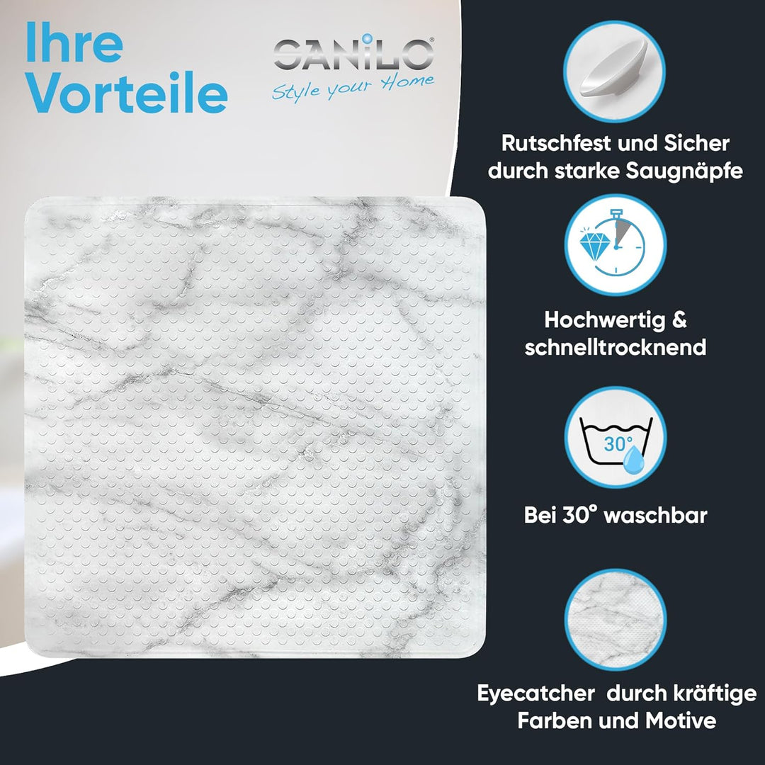 Sanilo Badematte 53 x 53 cm, rutschfeste Duschmatte für Dusche und Badewanne, Antirutschmatte maschi