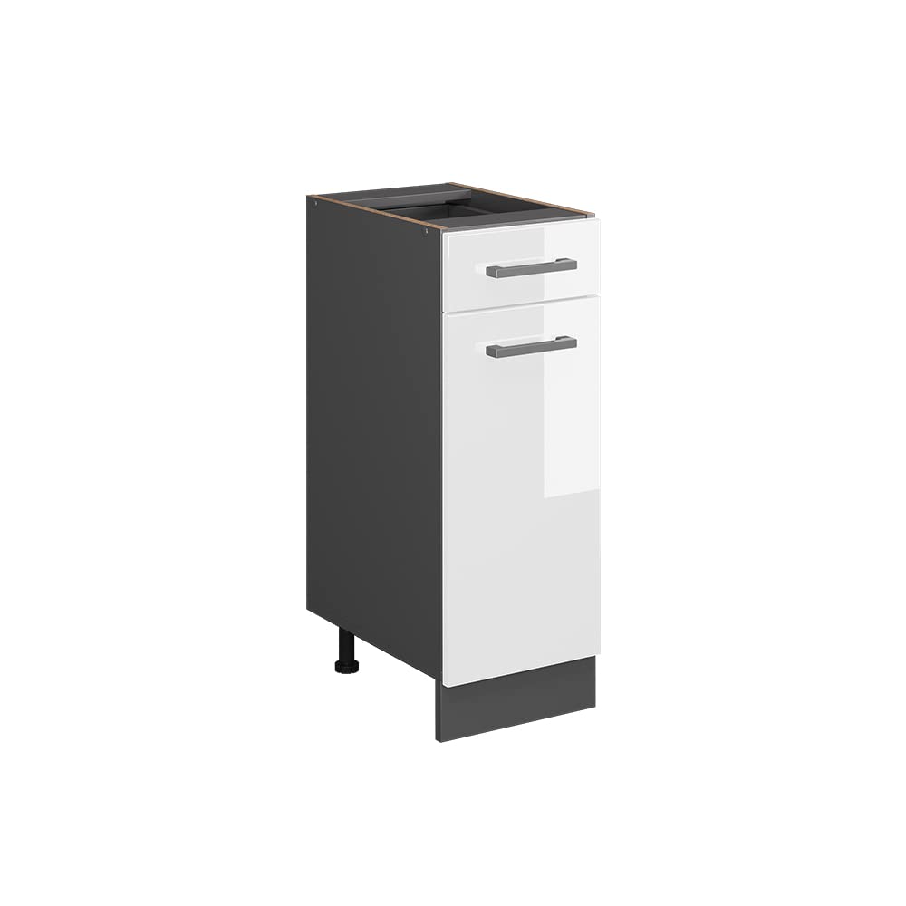 Vicco Küchenunterschrank R-Line, Weiss Hochglanz/Anthrazit, 30 cm ohne Arbeitsplatte Weiss Hochglanz
