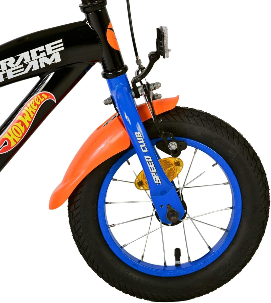Volare Hot Wheels Kinderfahrrad - Jungen - 12 Zoll - Schwarz Orange Blau
