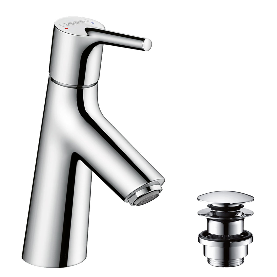 hansgrohe Wasserhahn Talis S (Armatur mit Auslauf Höhe 80mm und Push-Open Ablaufgarnitur) Chrom