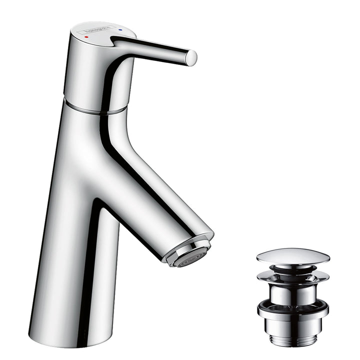 hansgrohe Wasserhahn Talis S (Armatur mit Auslauf Höhe 80mm und Push-Open Ablaufgarnitur) Chrom