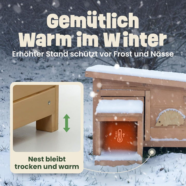 zooprinz Igelhaus Winterfest mit Boden – sicheres Outdoor Igelhotel für den Garten, wetterfestes Hol