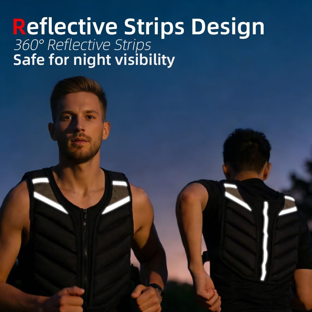 Abahub Gewichtsweste 10lb Herren Damen mit Reissverschluss Gewichtsweste mit reflektierendem Streife