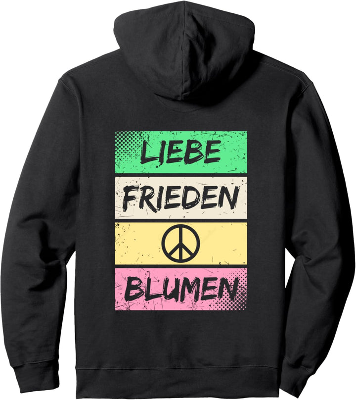 Flower Power Zeichen Retro 60er 70er Liebe Freiden Blumen Pullover Hoodie