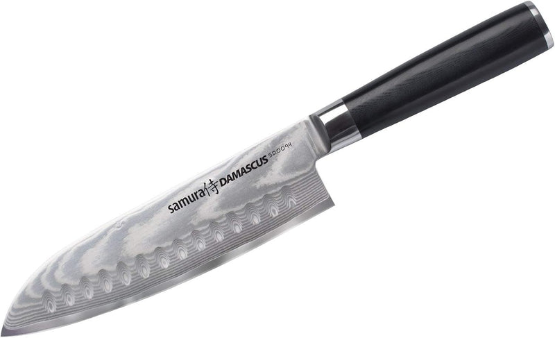 Samura Damasco Coltello da cucina giapponese professionale Santoku 180mm / 7"Manico G-10 Durezza 61