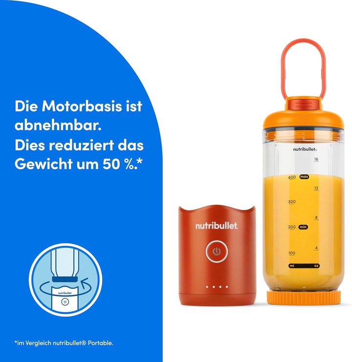 nutribullet Flex 590 ml, tragbarer Mixer mit Trinkdeckel, abnehmbare Klingen, wiederaufladbar mit US