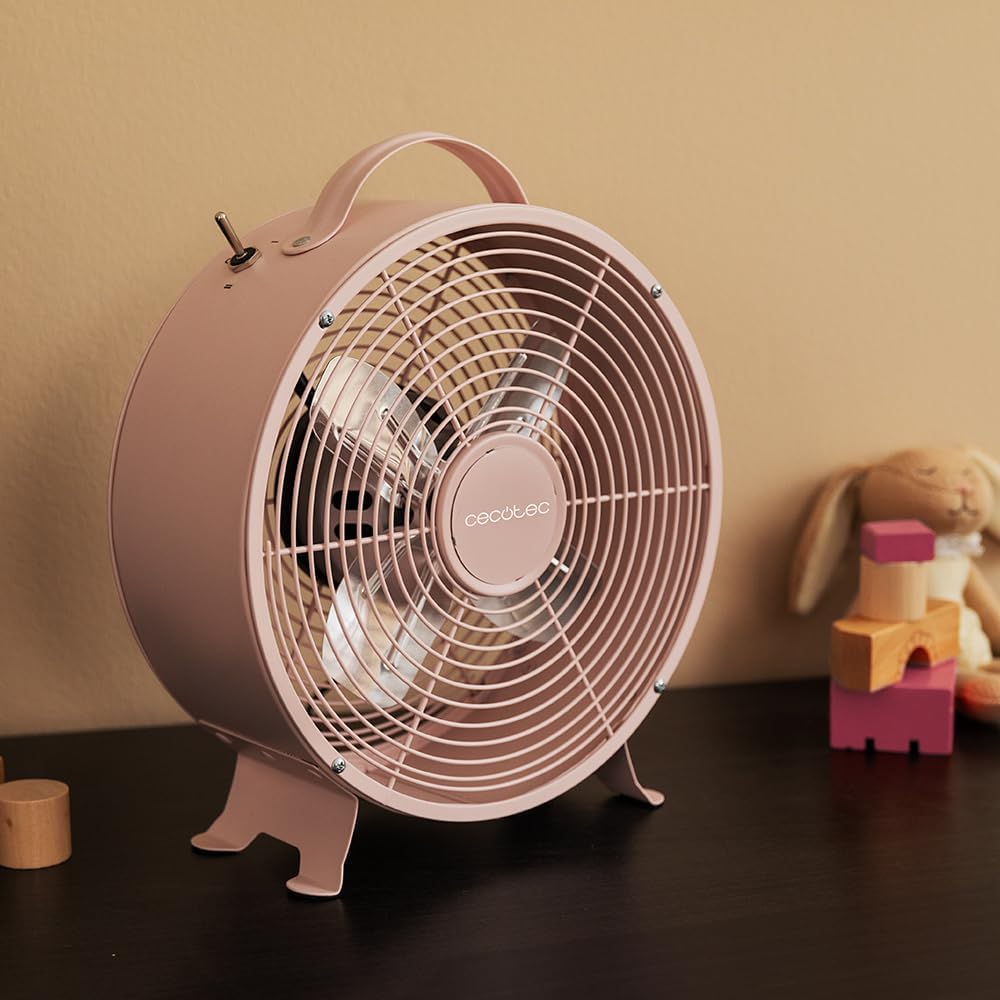 Cecotec - Tischventilatoren EnergySilence 400 RetroDesk Pink, 25 W Strom, 8 Zoll, 4 aerodynamische K